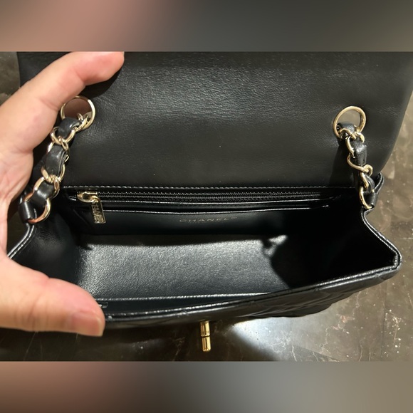 100% Authentic Chanel lambskin quilted  mini rectangular flap - Picture 7 of 15